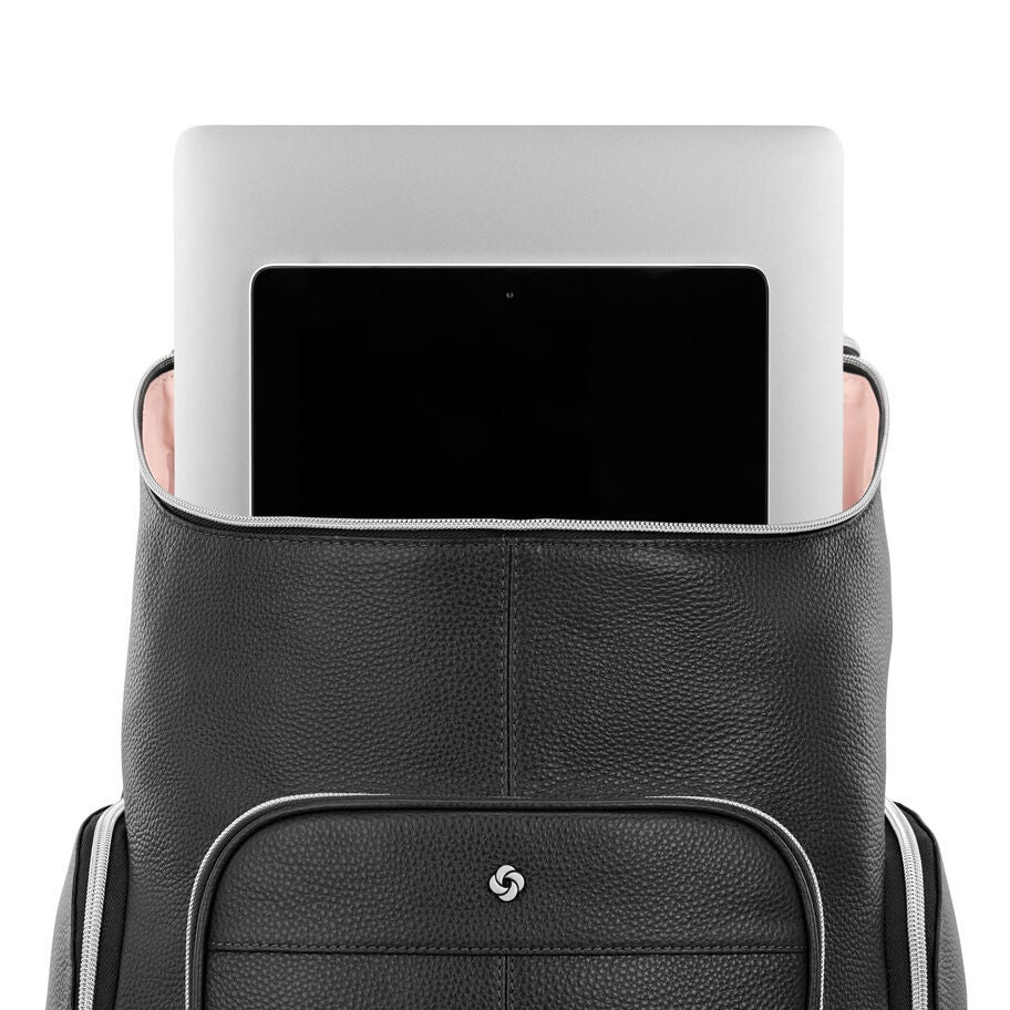Mobile Solution 2 Leather Deluxe Backpack in the color Black. image number 2