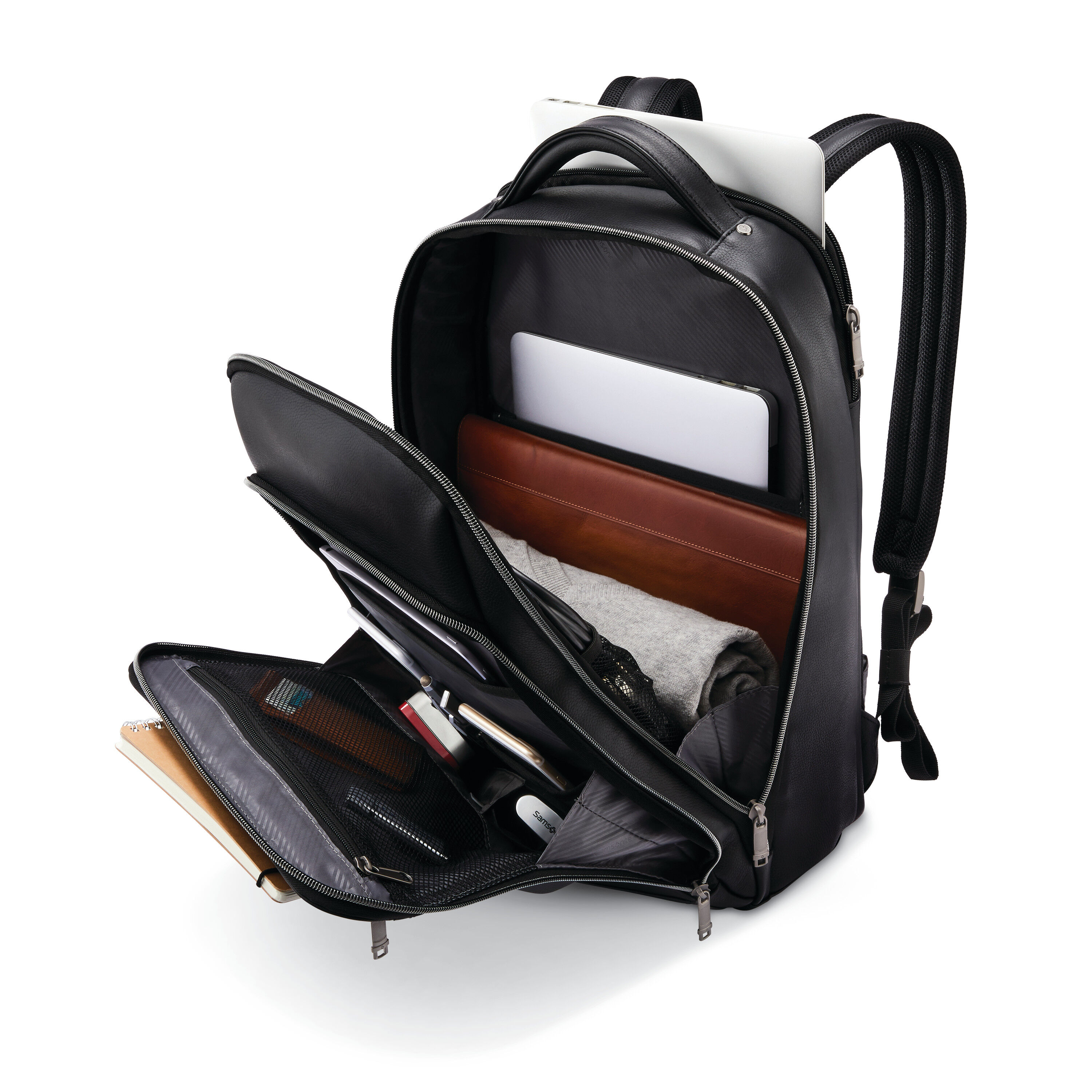 Leather discount backpack samsonite