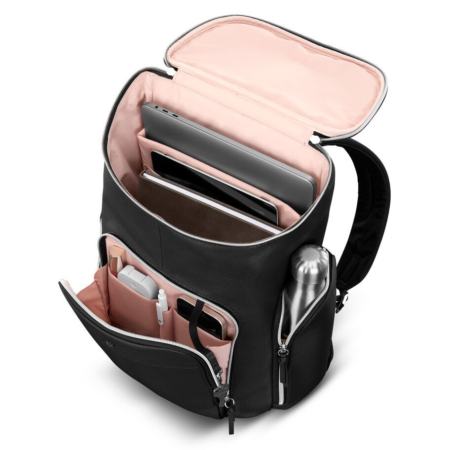 Mobile Solution 2 Leather Deluxe Backpack in the color Black. image number 1
