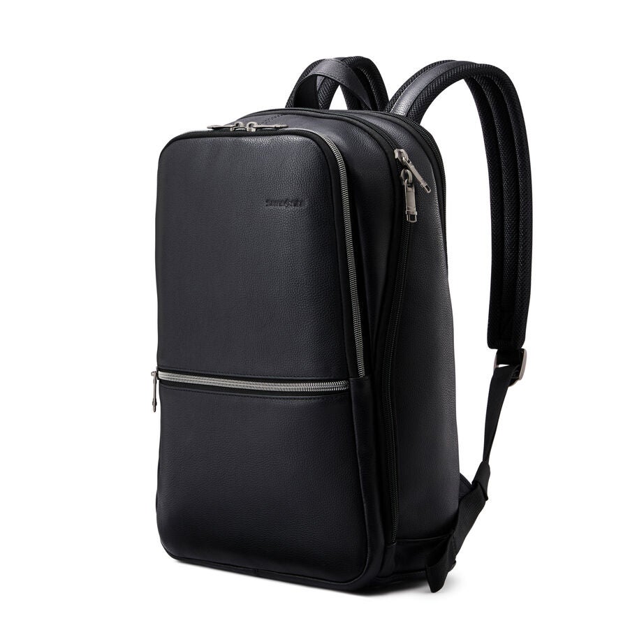 Classic Leather Slim Backpack in the color Black. image number 0