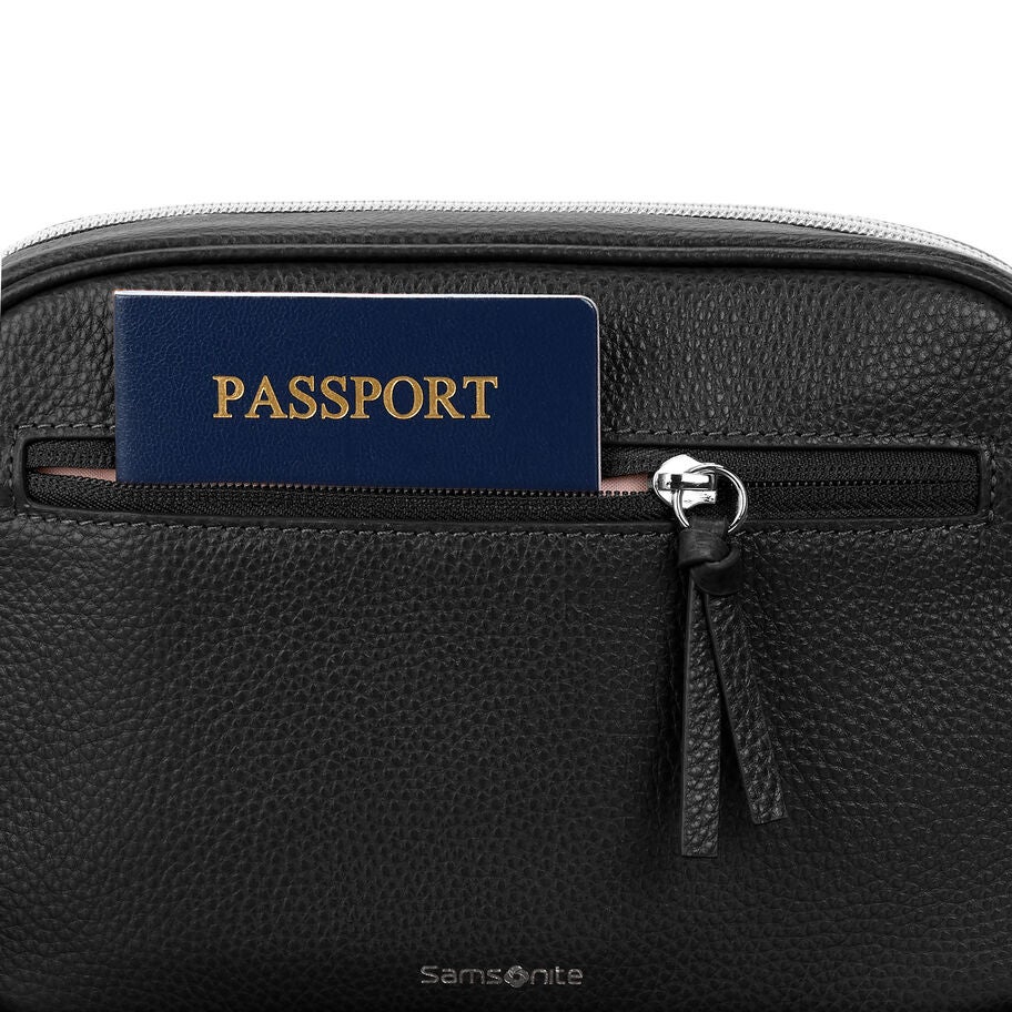 Mobile Solution 2 Leather Crossbody in the color Black. image number 2