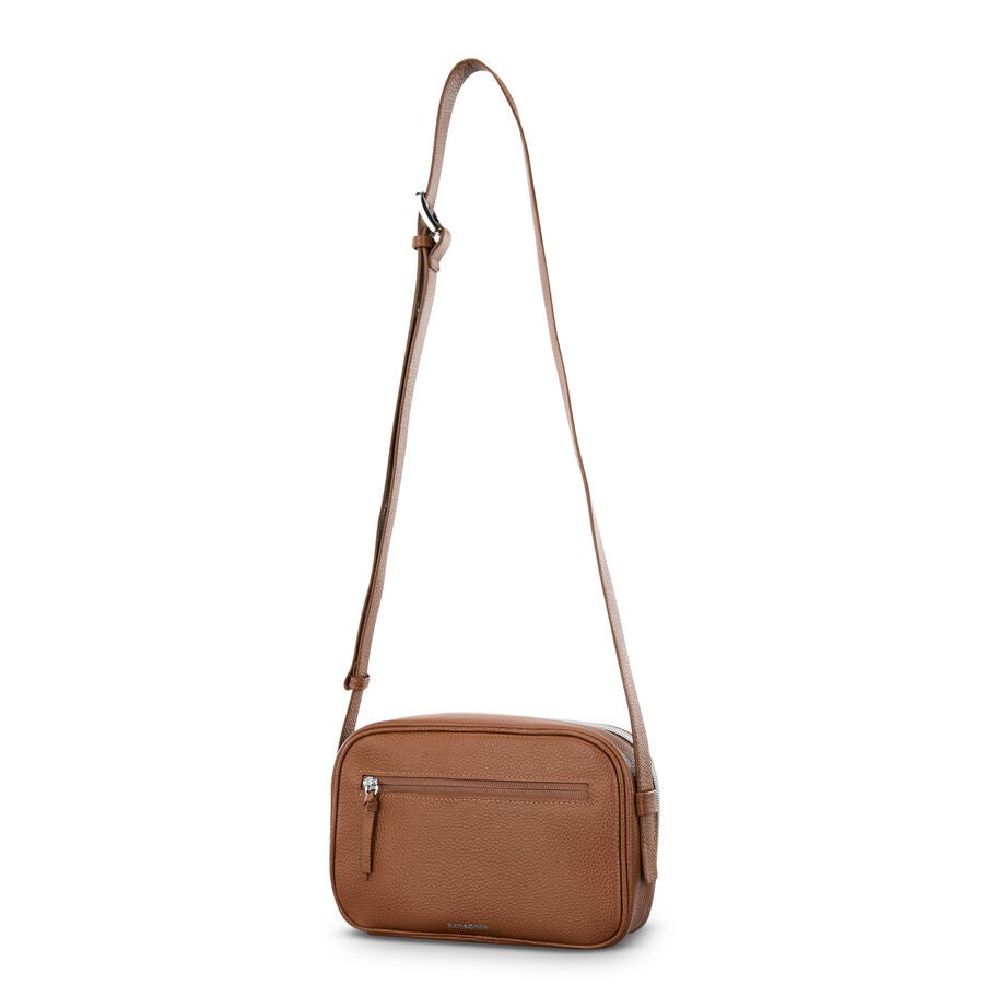 Mobile Solution 2 Leather Crossbody in the color Cognac. image number 5