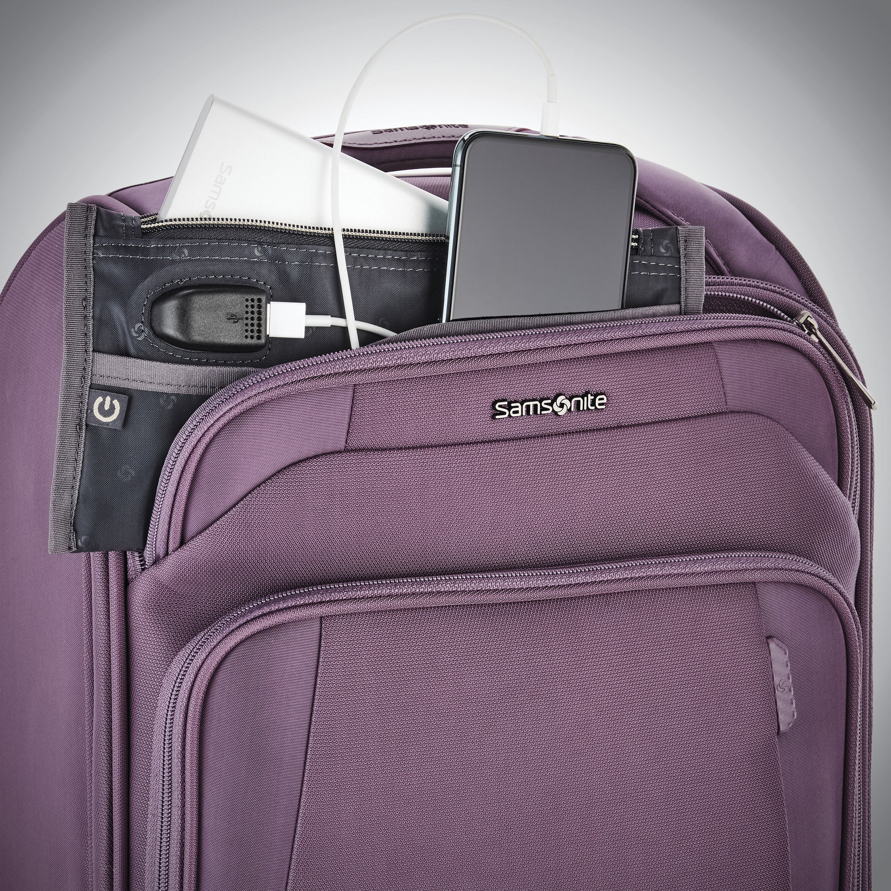 Purple samsonite luggage spinners clearance