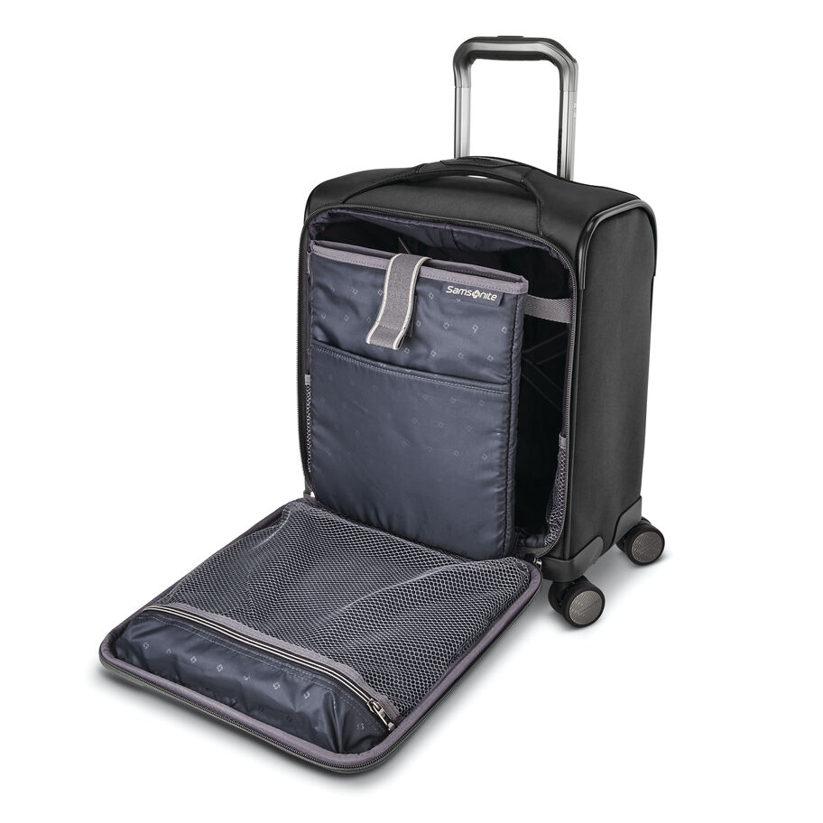 Basics Underseat Carry-On Rolling Travel Luggage Bag, 14 Inches, Black Quilted