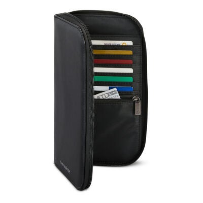 RFID Zip Travel Wallet in the color Black.
