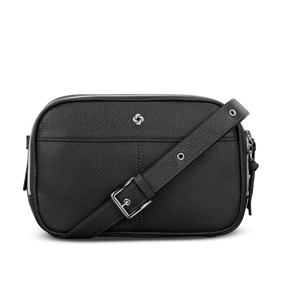 Mobile Solution 2 Leather Crossbody in the color Black. image number 0