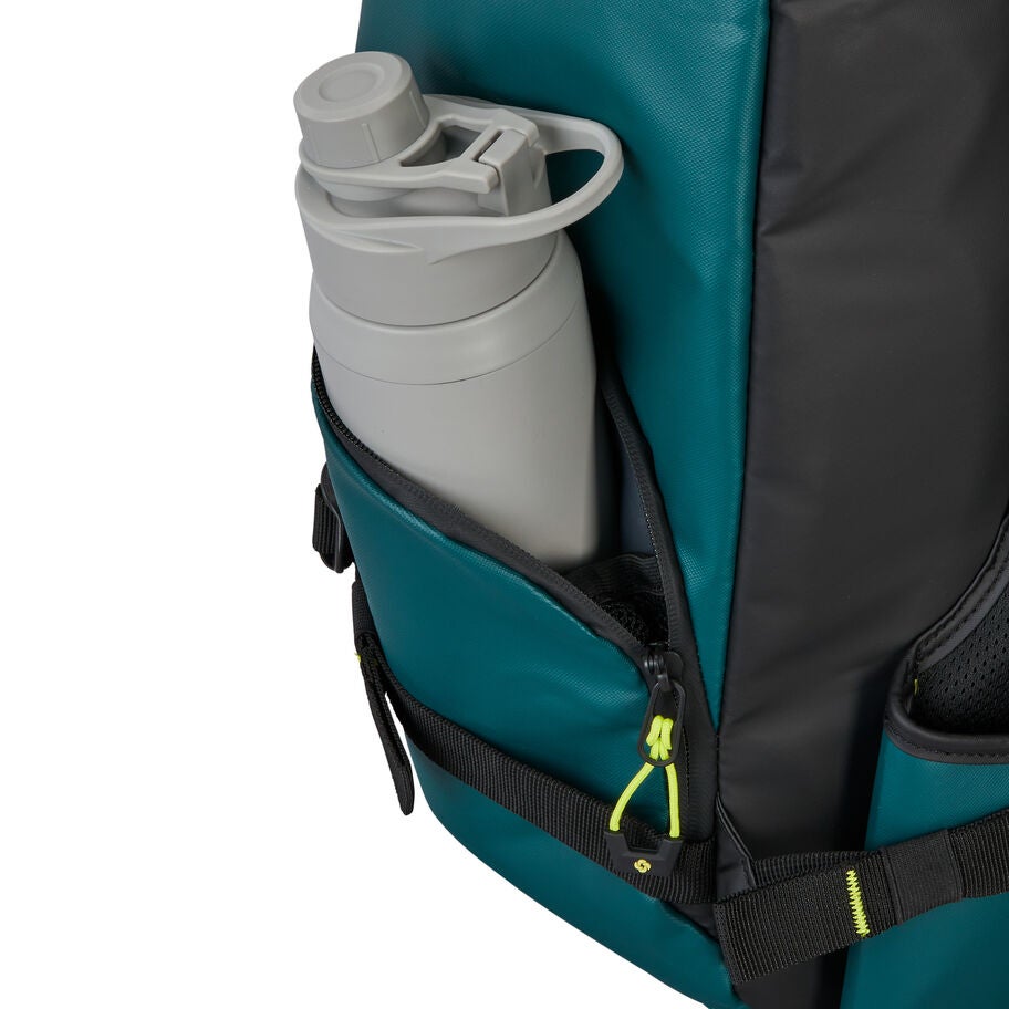 Ecodiver Travel Backpack in the color Dark Teal/Lime. image number 2