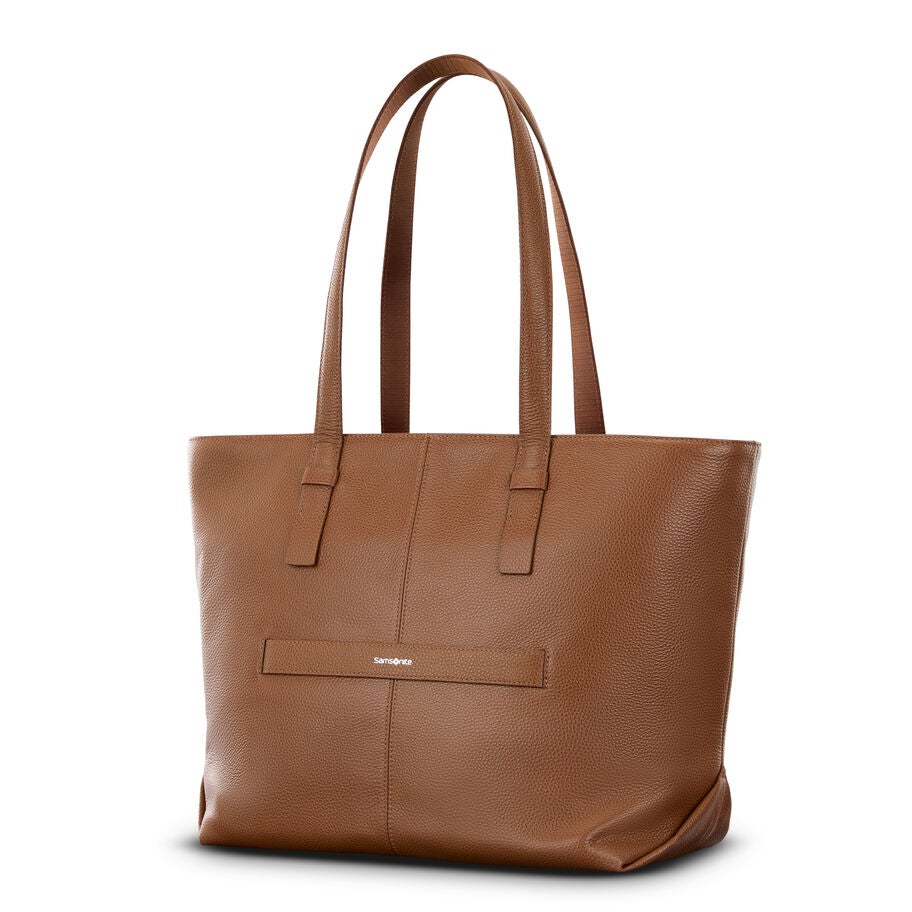 Mobile Solution 2 Leather Tote in the color Cognac. image number 4