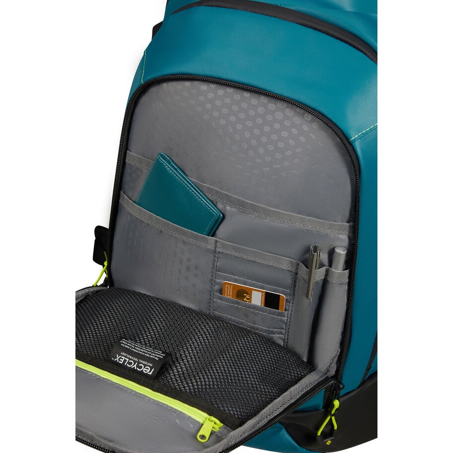 Ecodiver Medium Backpack in the color Petrol Blue/Lime. image number 2