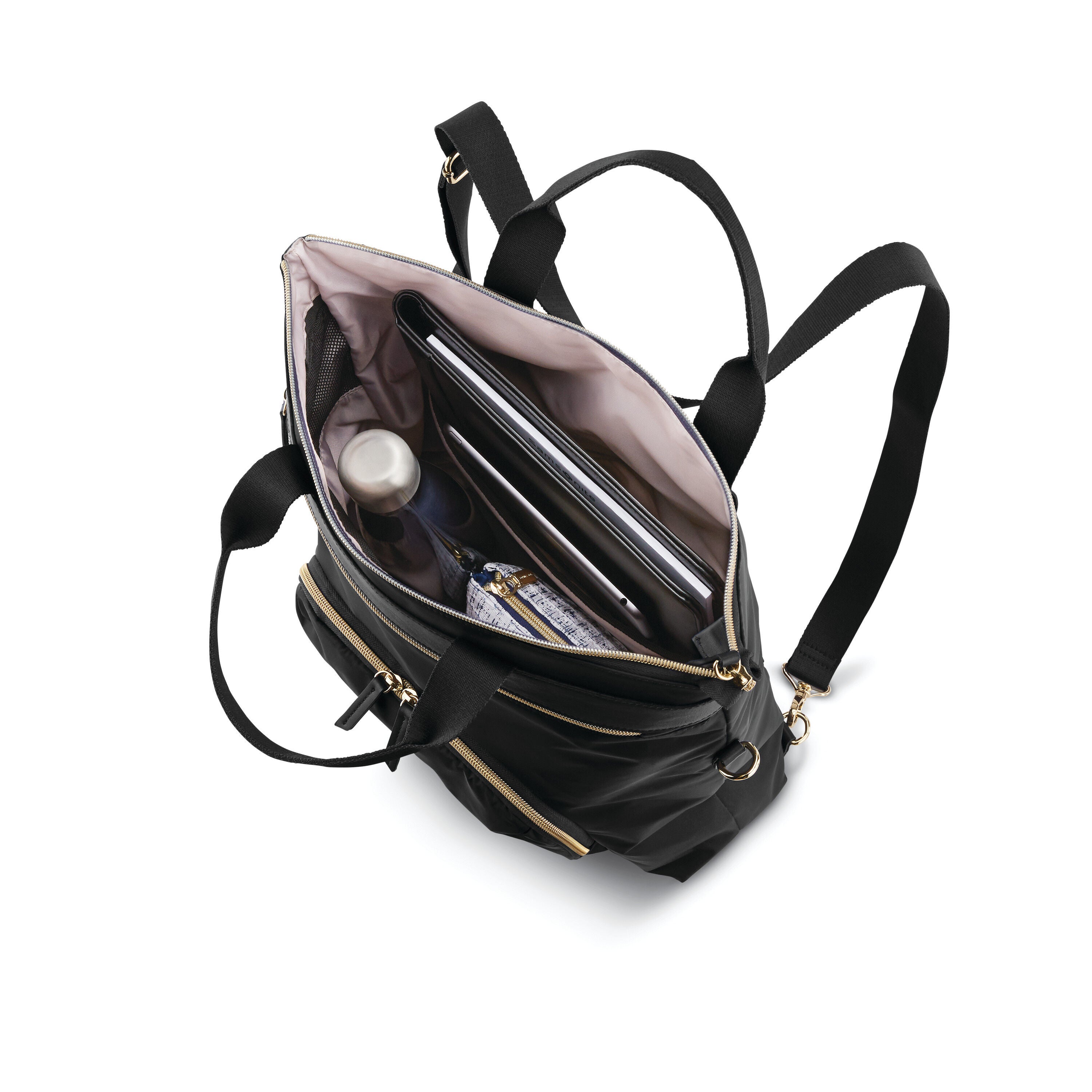 Samsonite Navy Convertible Backpack Tote with Gold Hardware 5 Ways to wear Mobile Solution 2 Convertible Backpack | Laptop Backpacks  main image 4