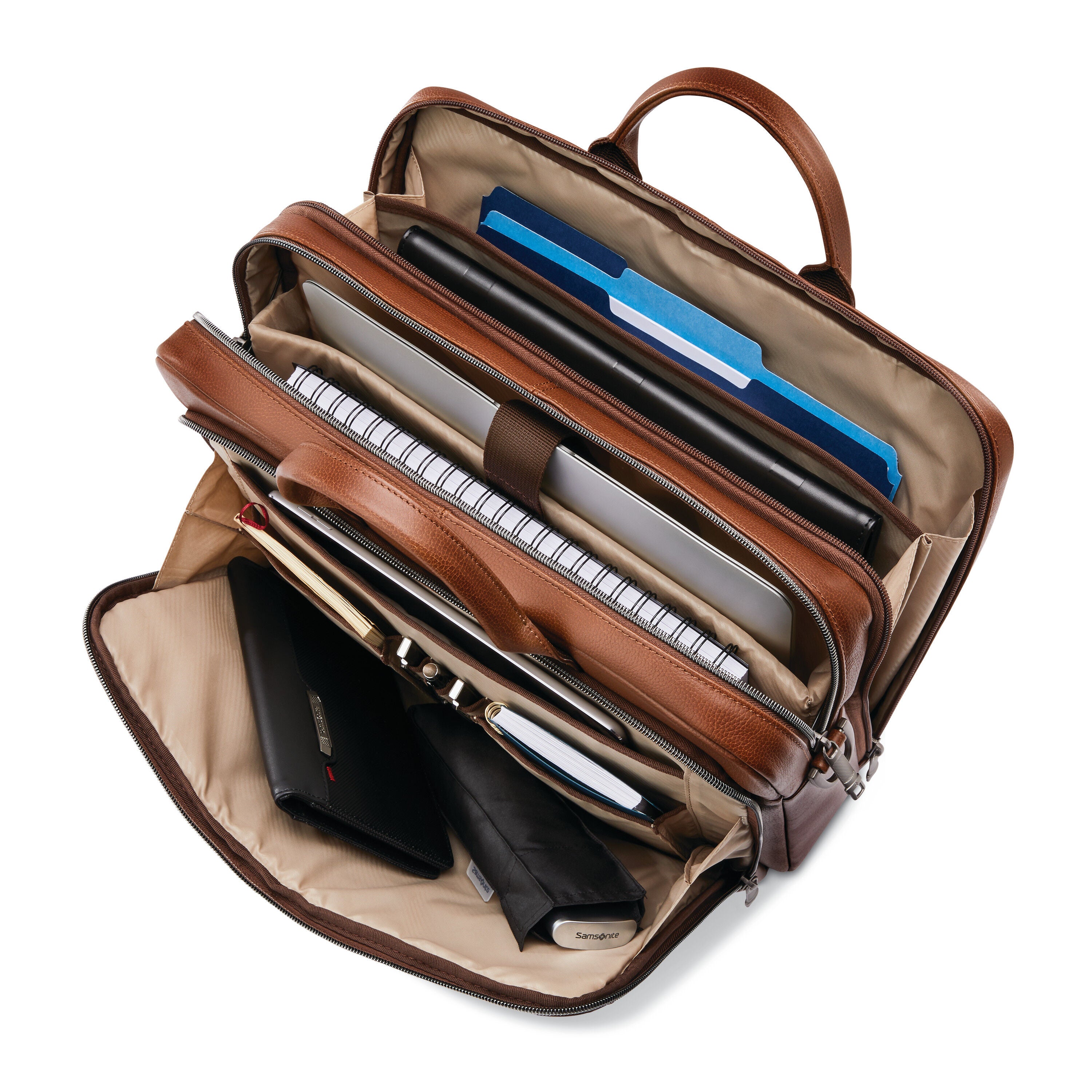 Samsonite leather toploader laptop briefcase on sale