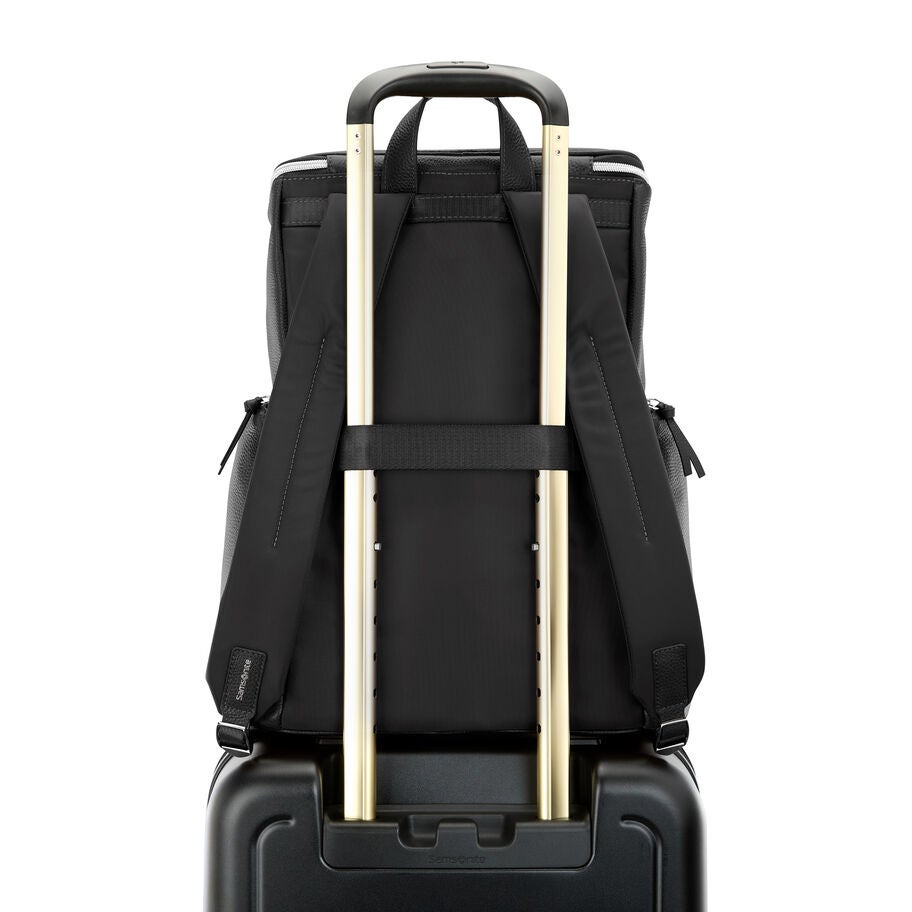 Mobile Solution 2 Leather Deluxe Backpack in the color Black. image number 6
