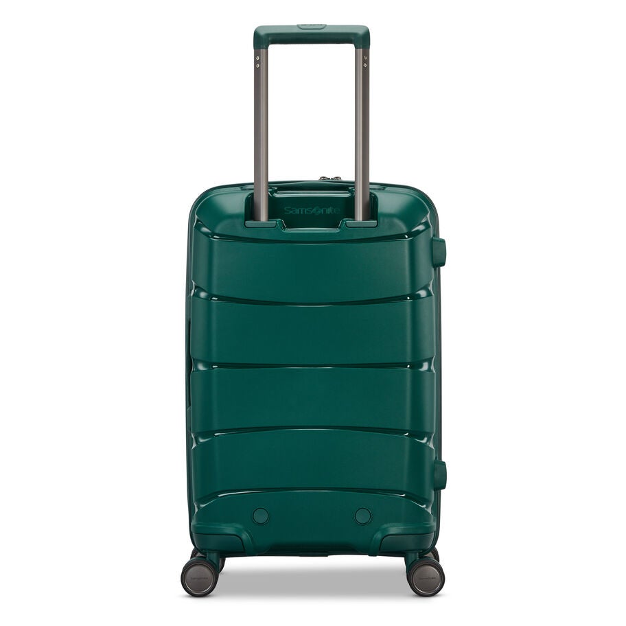 Teal green Samsonite Outline Pro Global Carry-On Spinner with extended handle