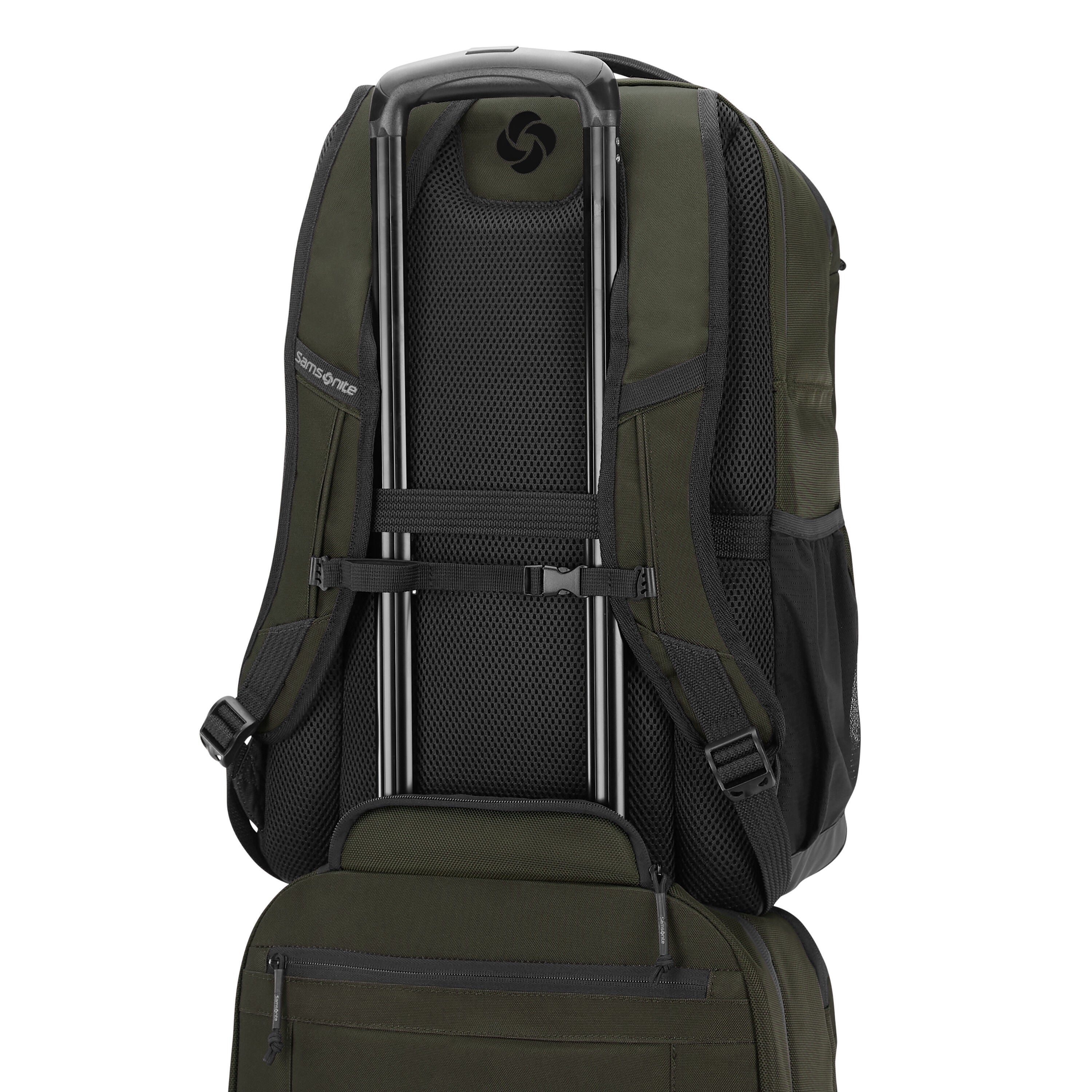Backpack with travel sleeve store