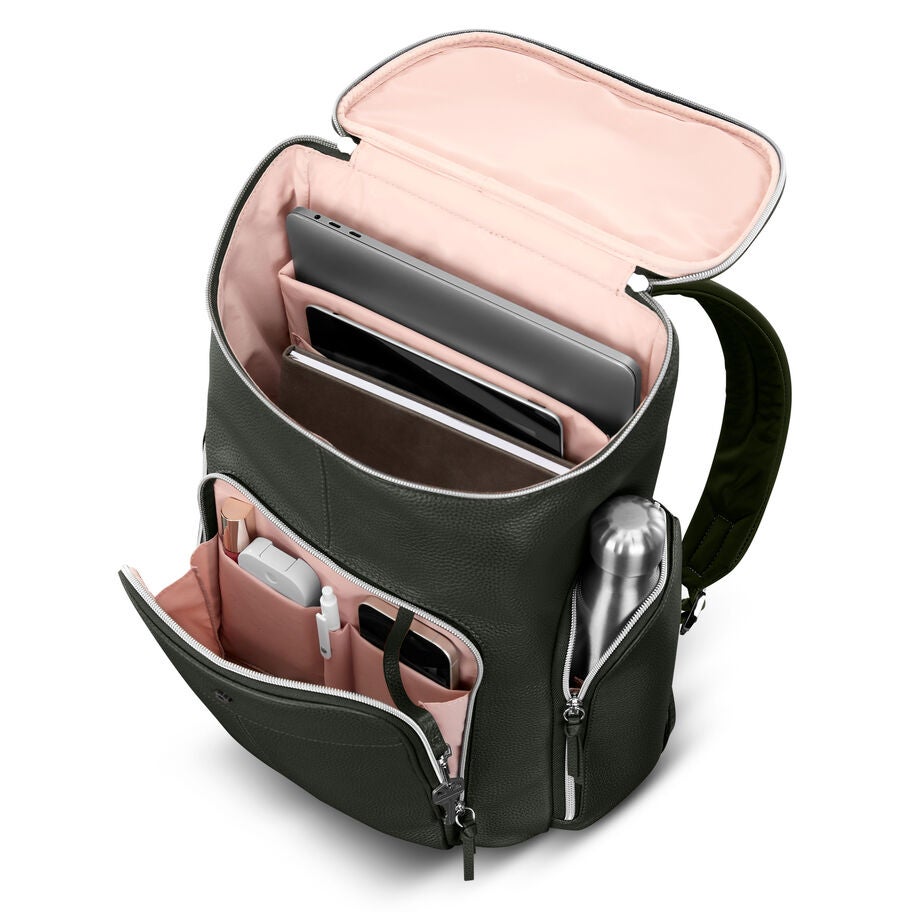 Mobile Solution 2 Leather Deluxe Backpack in the color Olive. image number 1
