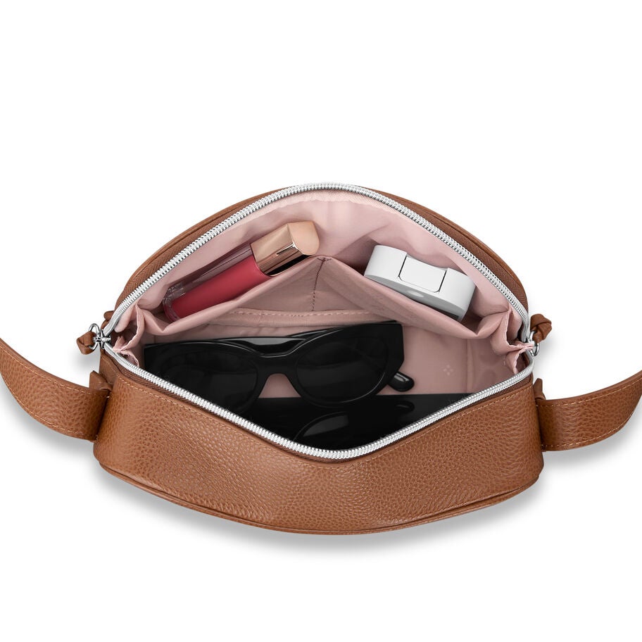 Mobile Solution 2 Leather Crossbody in the color Cognac. image number 1