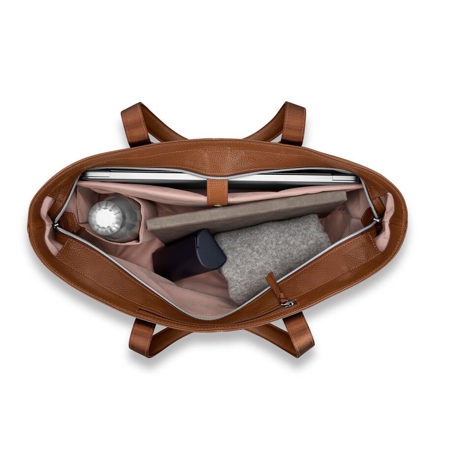 Mobile Solution 2 Leather Tote in the color Cognac. image number 1