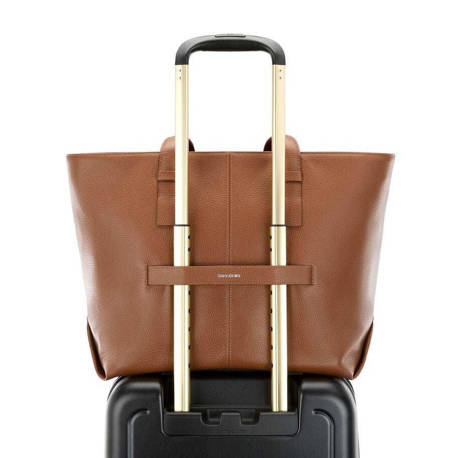 Mobile Solution 2 Leather Tote in the color Cognac. image number 5