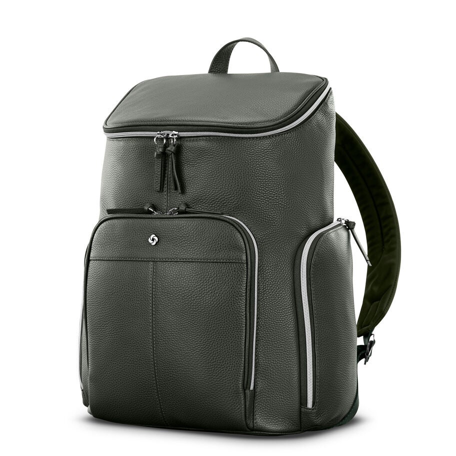 Mobile Solution 2 Leather Deluxe Backpack in the color Olive. image number 0