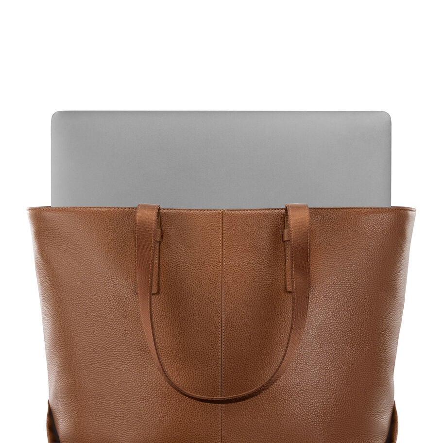 Mobile Solution 2 Leather Tote in the color Cognac. image number 2