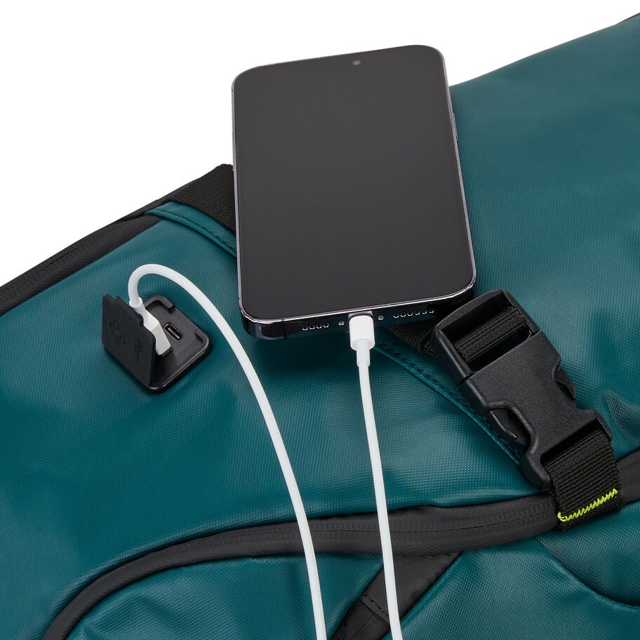 Ecodiver Travel Backpack in the color Dark Teal/Lime. image number 3