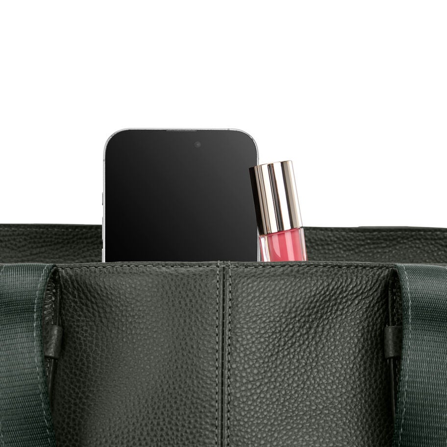 Mobile Solution 2 Leather Tote in the color Olive. image number 3