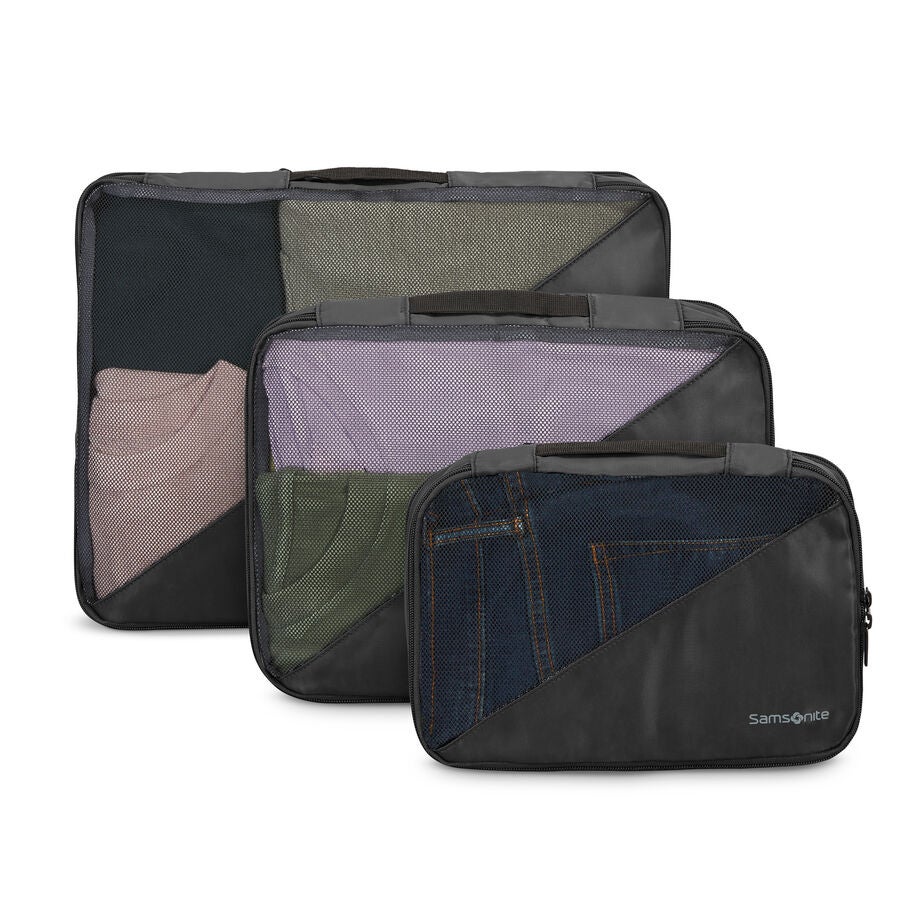 3 Piece Compression Packing Cubes in the color Black. image number 0