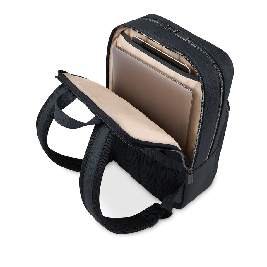 Leather Backpack, Real Genuine Thin Slim Computer Laptop