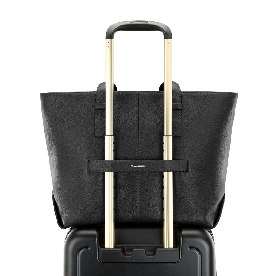Mobile Solution 2 Leather Tote in the color Black. image number 5