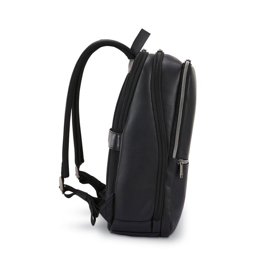 Classic Leather Slim Backpack in the color Black. image number 1