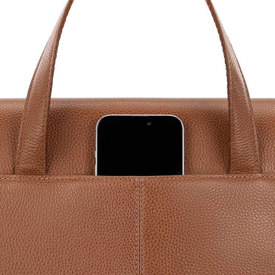 Mobile Solution 2 Leather Convertible Brief in the color Cognac. image number 3