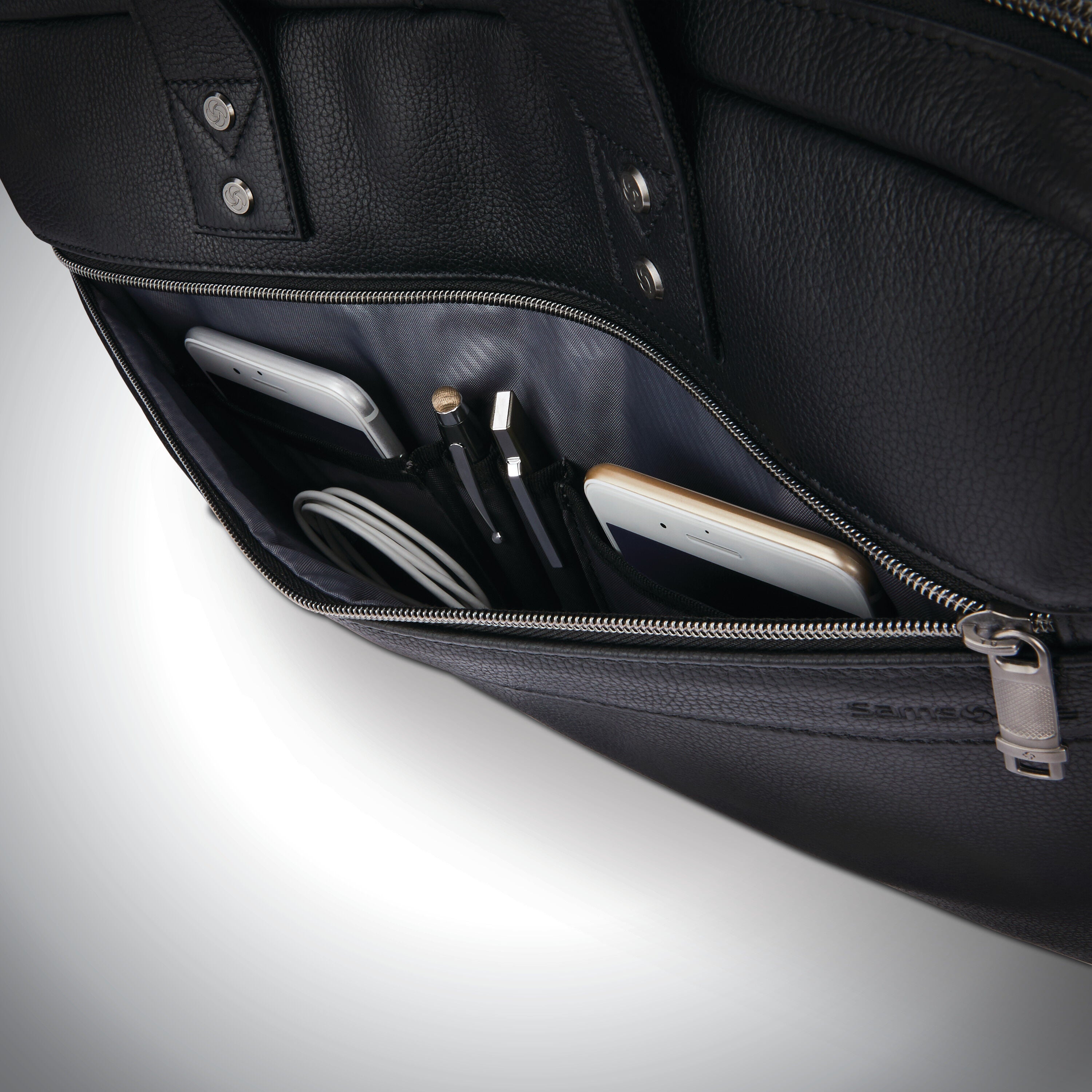 Samsonite professional leather 2 pocket laptop briefcase sales