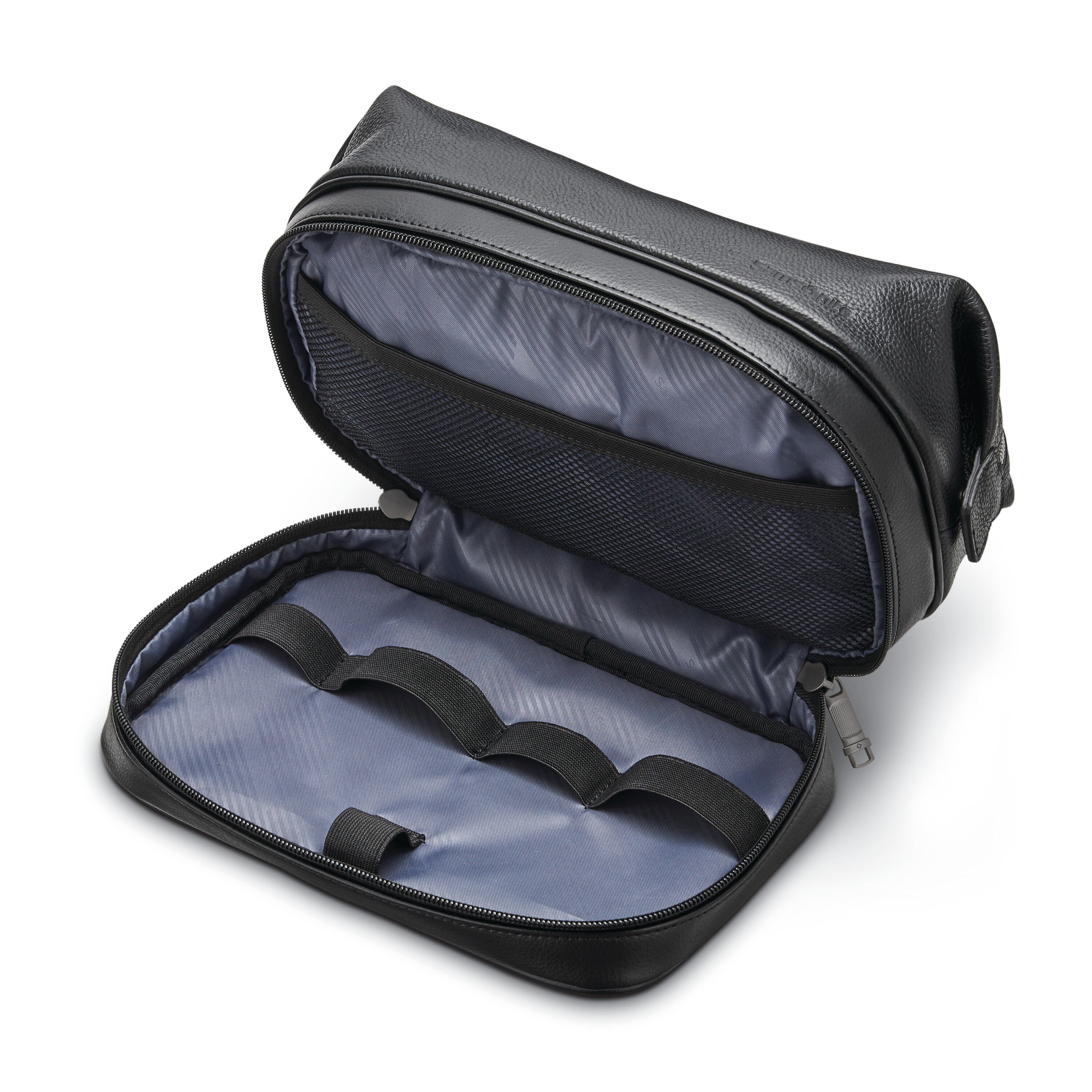 Classic Leather Zip Bottom Travel Kit