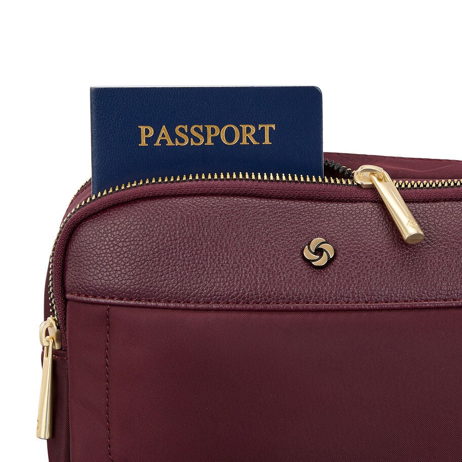 Mobile Solution 2 RFID Crossbody in the color Merlot. image number 2