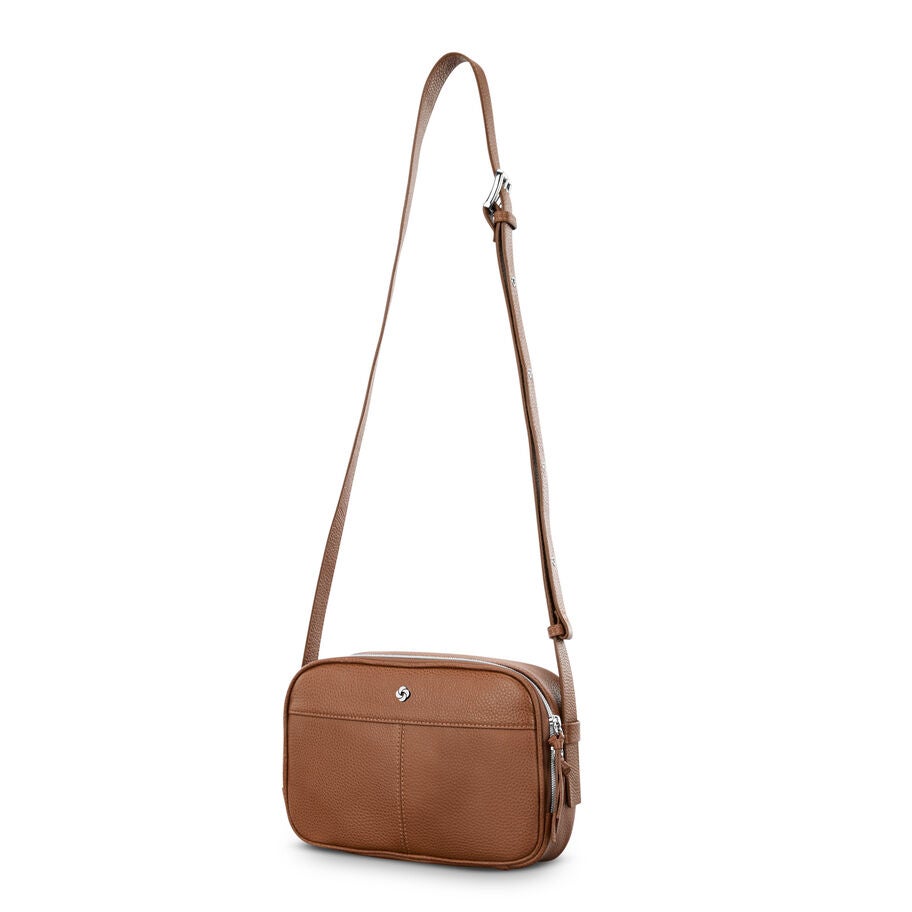 Mobile Solution 2 Leather Crossbody in the color Cognac. image number 4