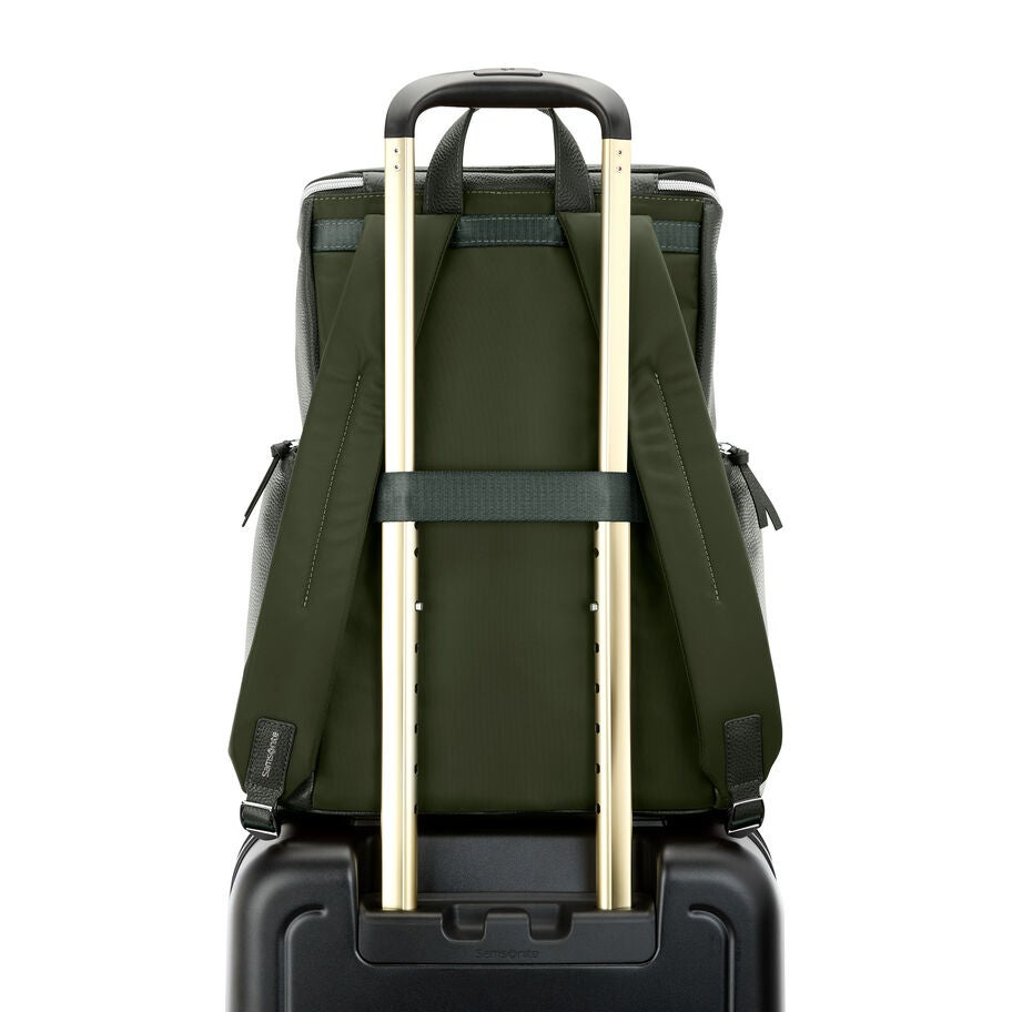 Mobile Solution 2 Leather Deluxe Backpack in the color Olive. image number 6