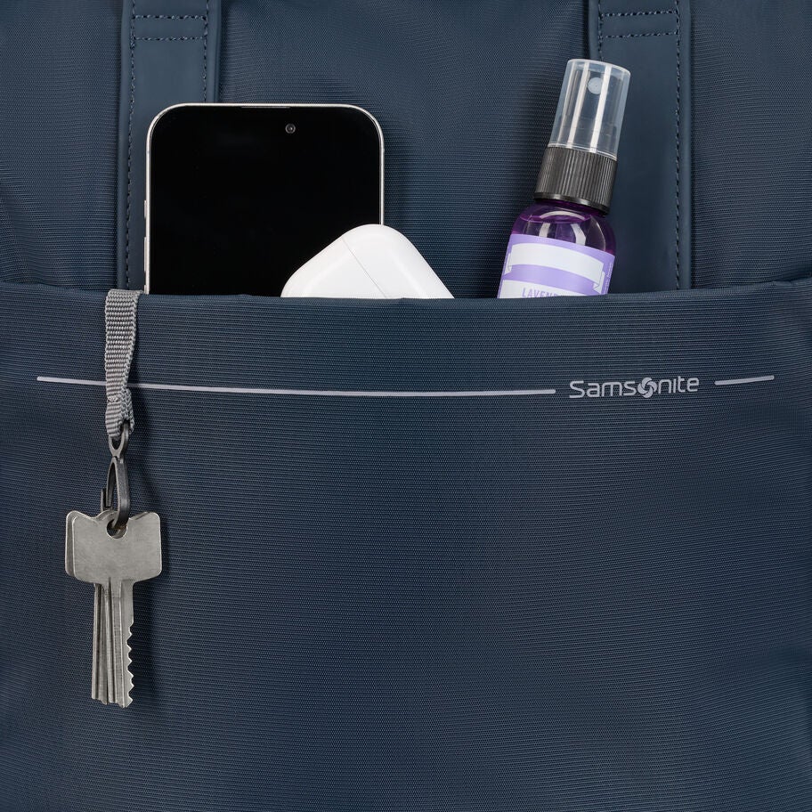 Front pocket with small items and keychain