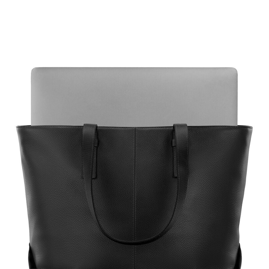 Mobile Solution 2 Leather Tote in the color Black. image number 2