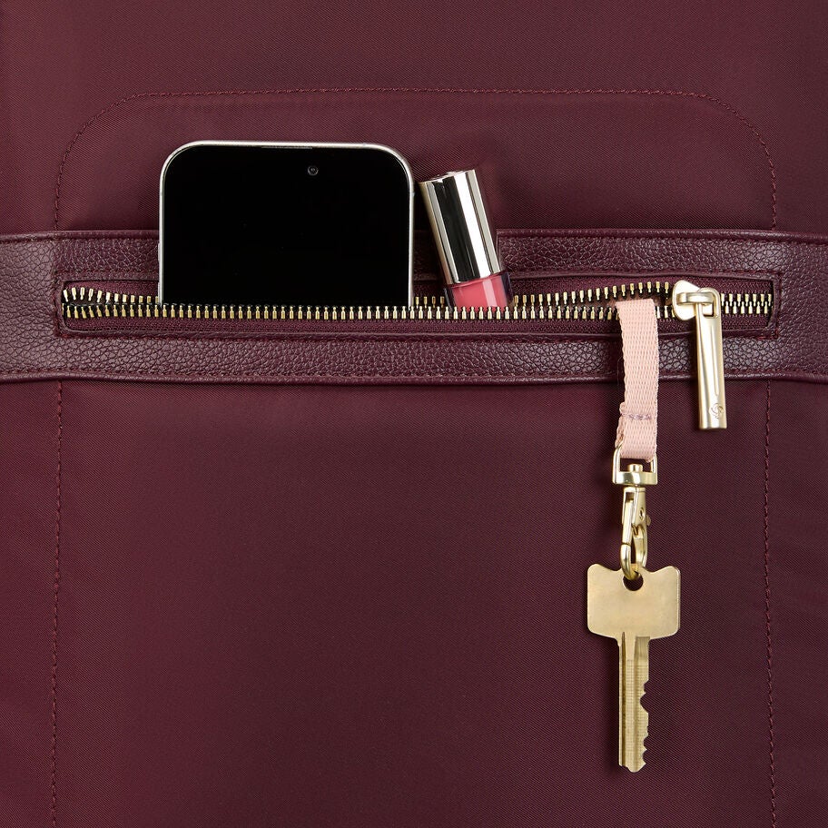 Mobile Solution 2 Essential Backpack in the color Merlot. image number 3