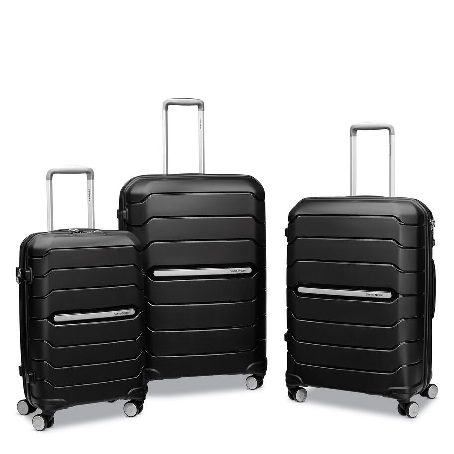 Freeform Carry-On, Medium Checked, and Large Checked Spinners in Black. image number 1