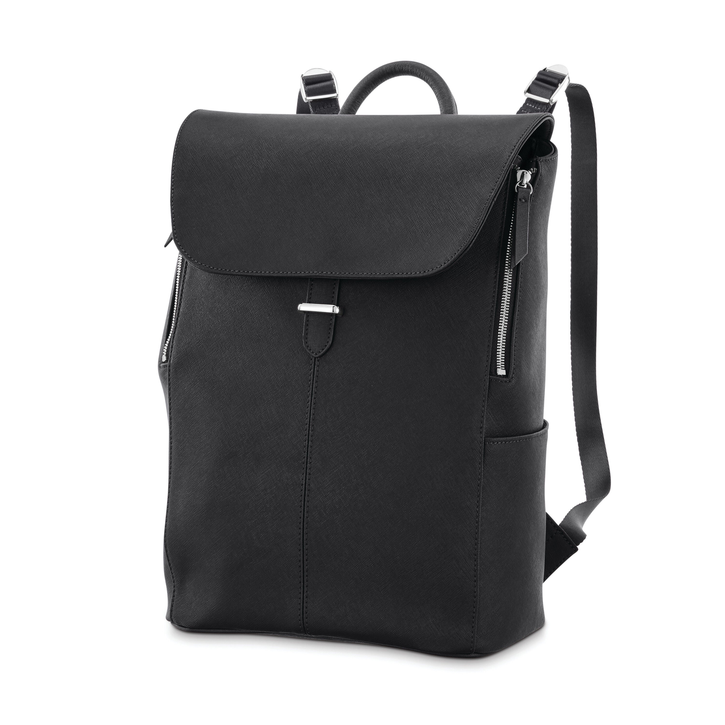 Black leather flap backpack online