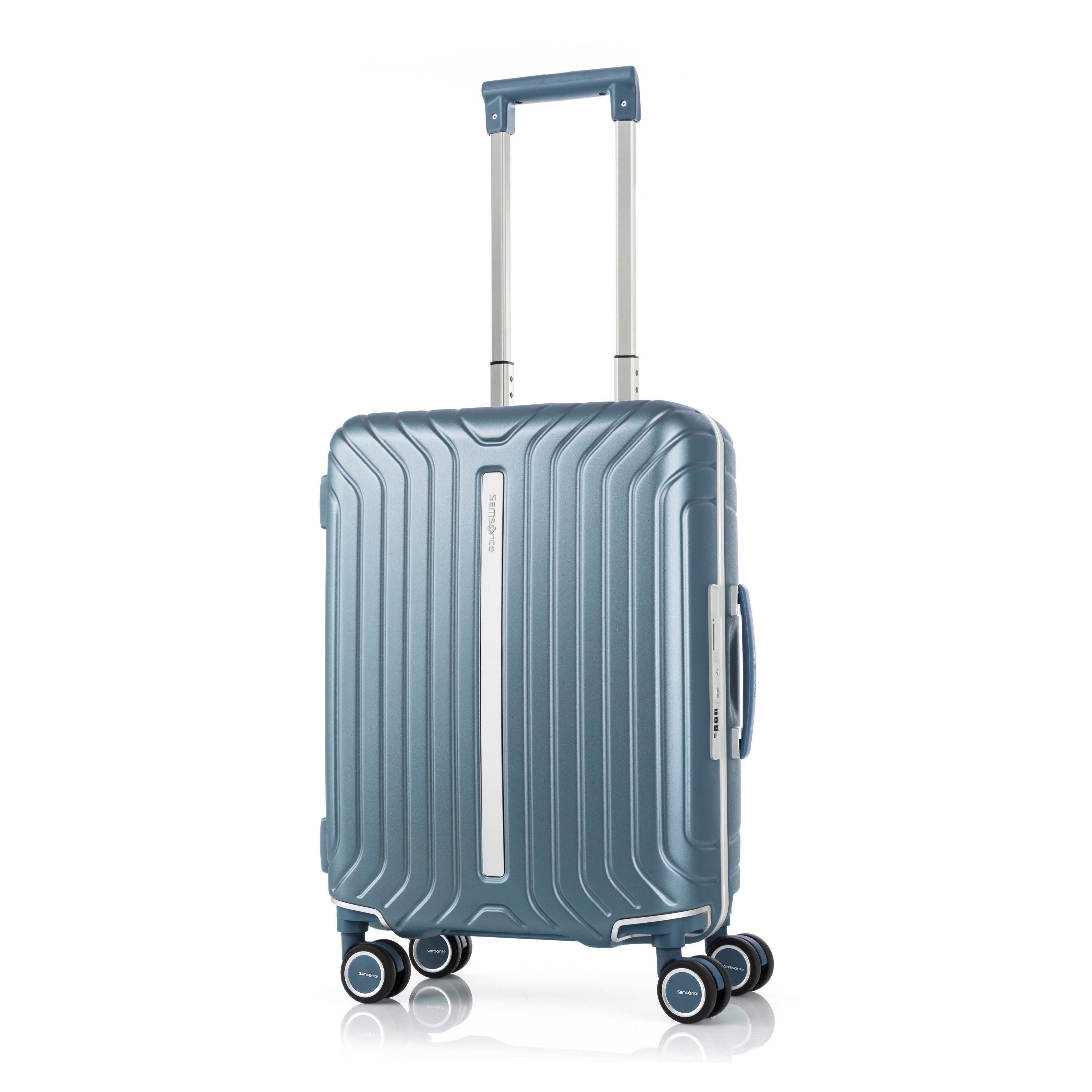 Samsonite light blue luggage discount