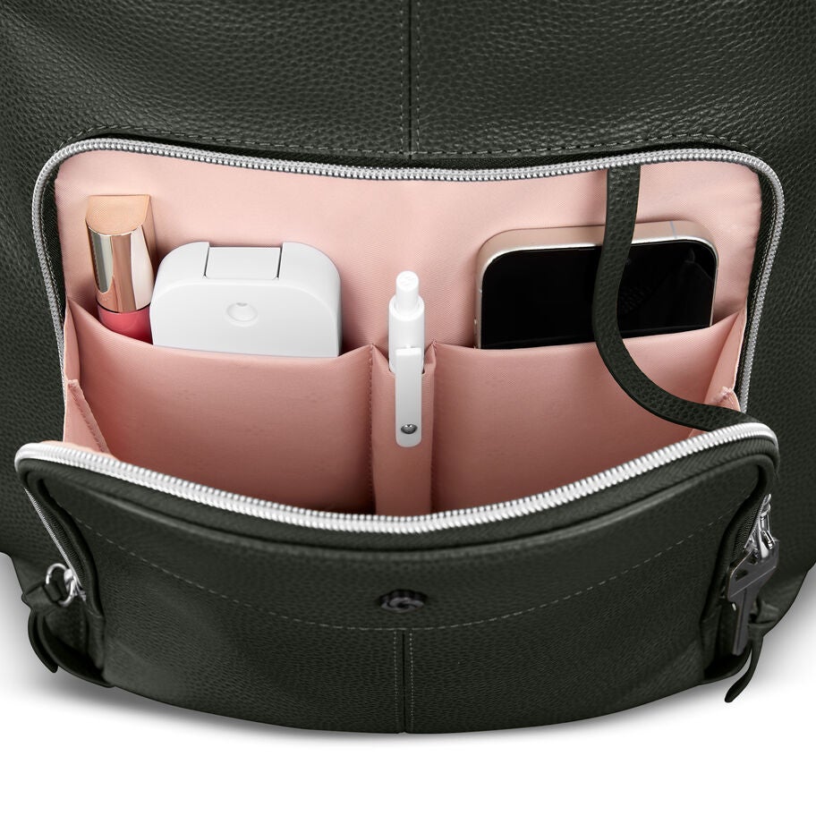 Mobile Solution 2 Leather Deluxe Backpack in the color Olive. image number 3